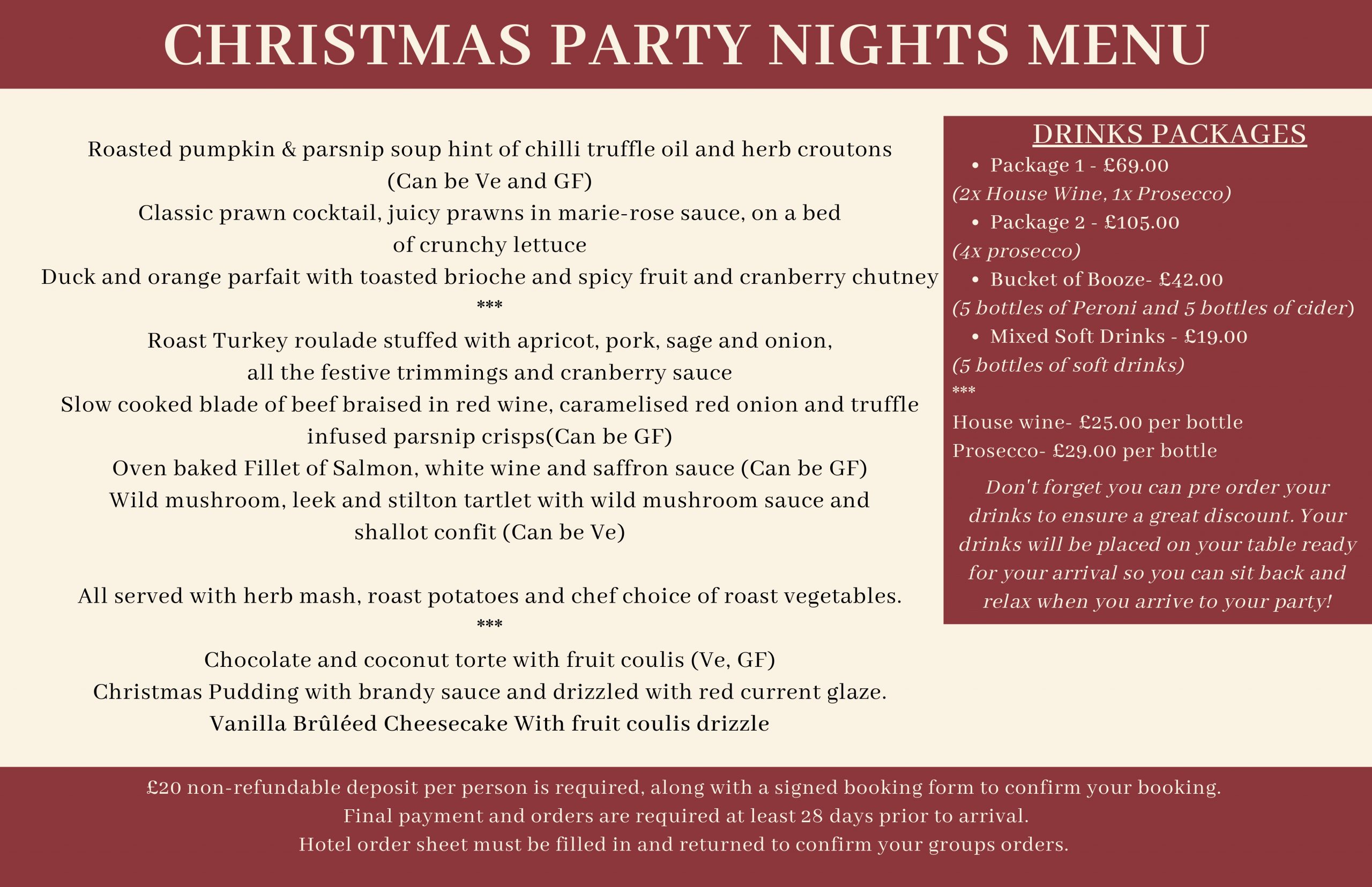 CHRISTMAS PARTY NIGHTS MENU