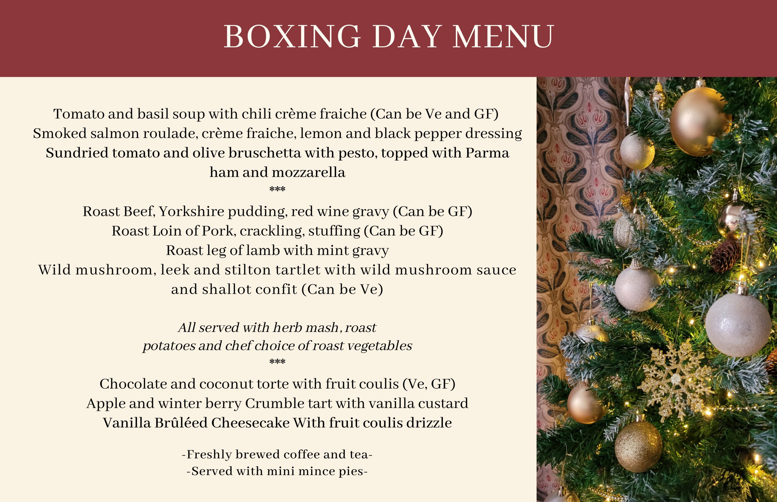 BOXING DAY MENU