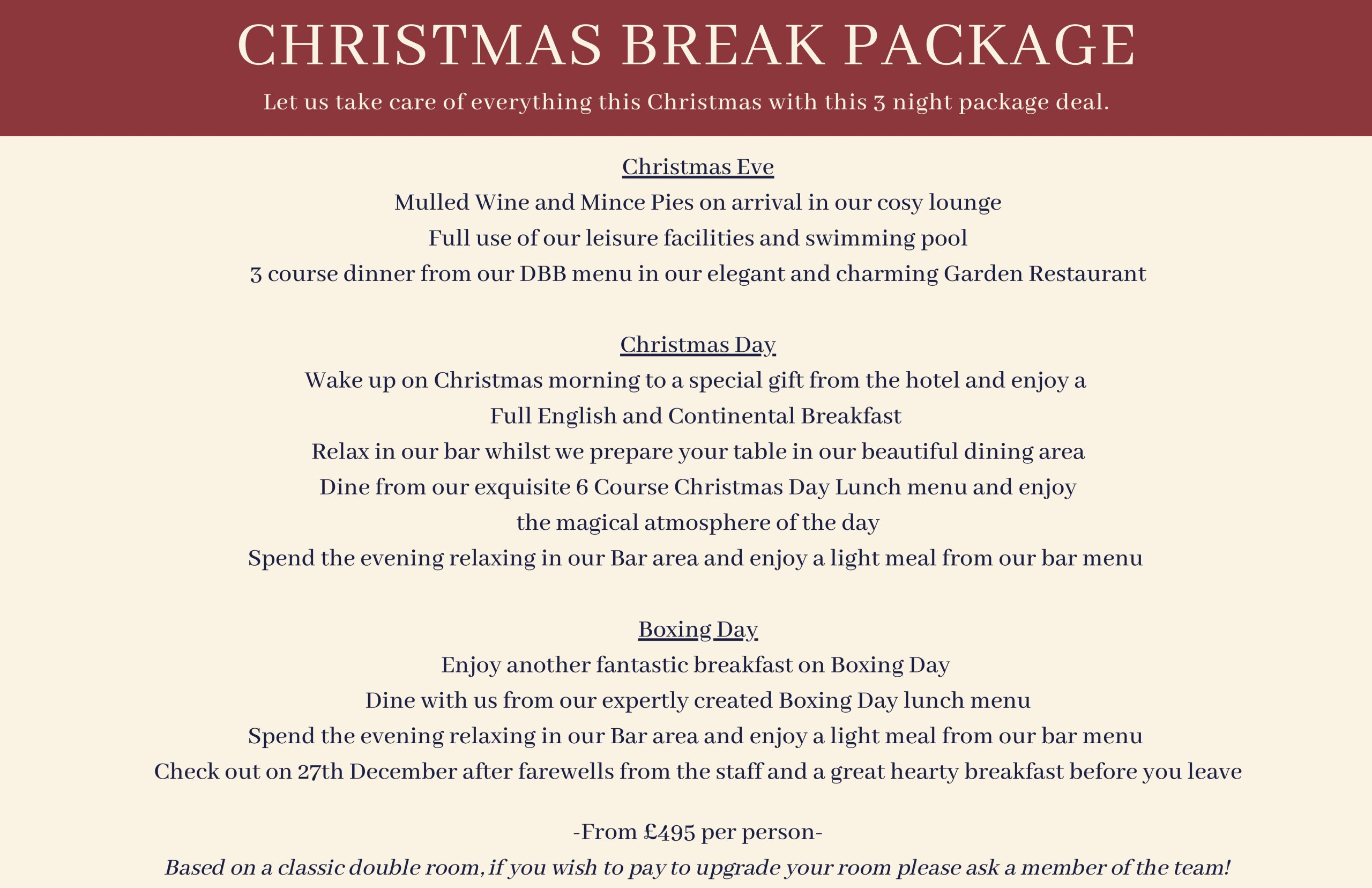 CHRISTMAS BREAK PACKAGE