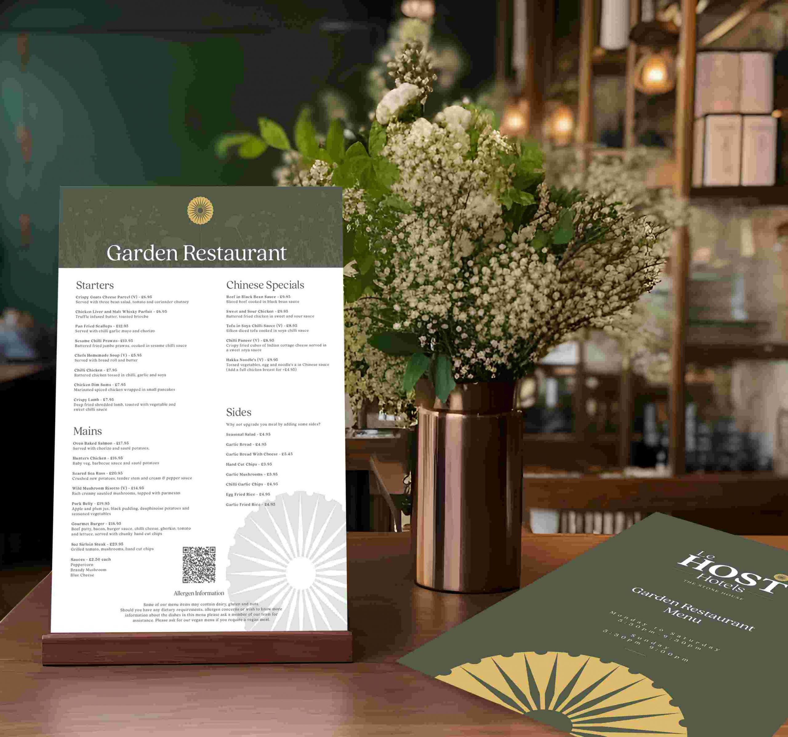 Hotel Rebrand, Le host Branded Menus on a bar